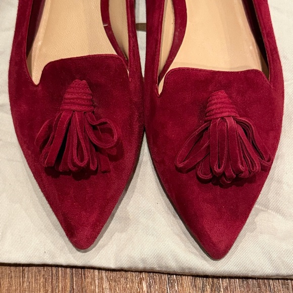 Red Suede Tassel Flats - Picture 3 of 6